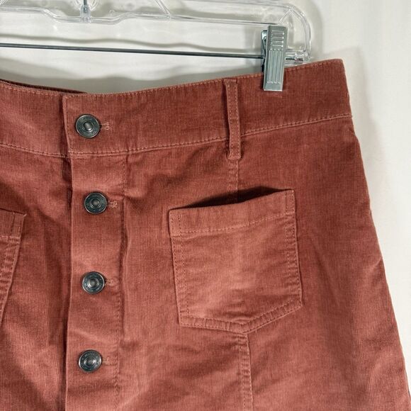 Aerie Corduroy Skirt Women's Large Brown Button Front Pockets Cotton Blend - Picture 2 of 8